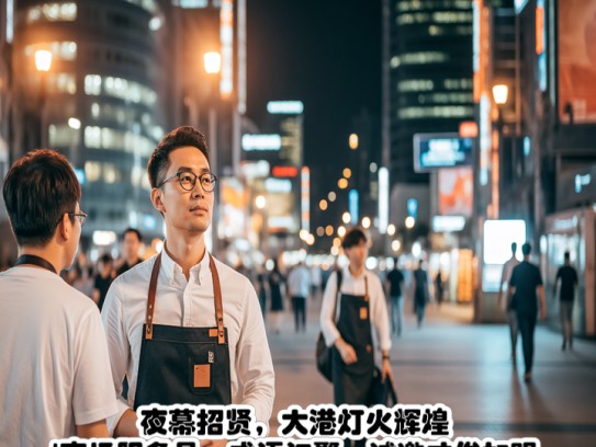 夜幕招贤，大港灯火辉煌夜场服务员，成语汇聚，诚邀才俊加盟