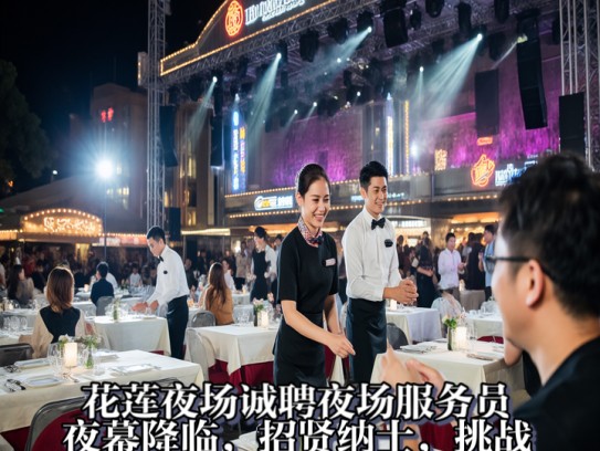 花莲夜场诚聘夜场服务员，夜幕降临，招贤纳士，挑战夜生活岗位！