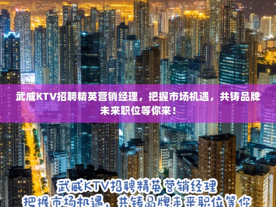 武威KTV招聘精英营销经理，把握市场机遇，共铸品牌未来职位等你来！